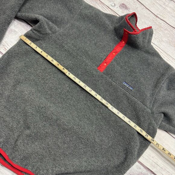 Patagonia First Edition Vintage 1985 Synchilla Snap T Charcoal Grey Red Large - Picture 3 of 11
